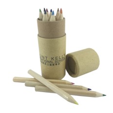 自然木色颜色铅笔套装 圆柱盒 - Mount Kelly